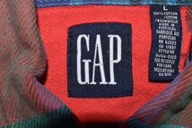 ☆90年代 US古着 GAP ギャップ OLDタグ ネルシャツ チェック 赤緑青【L】コットン　　　　　◆9755◆_画像4