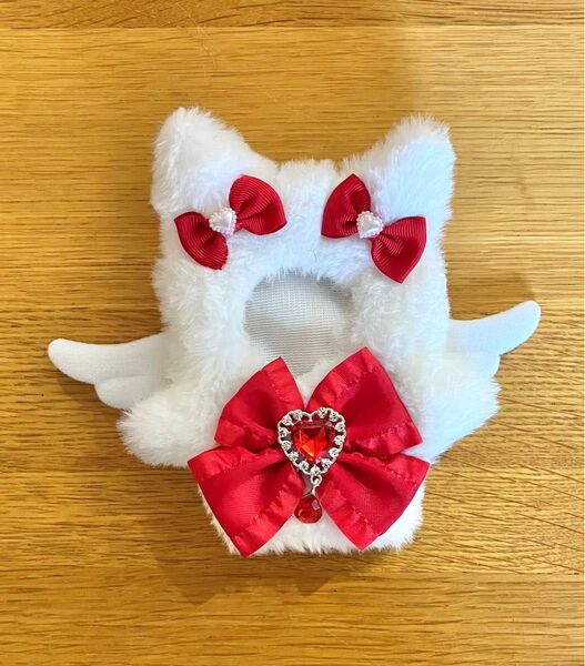 ぬい服 14cm 白ねこレッド【セミオーダーOK】