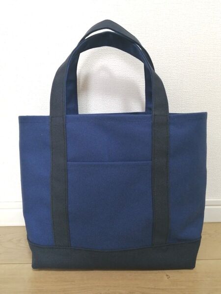 8号帆布 青×紺 Lサイズ トートバッグ ハンドメイド