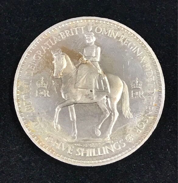 イギリス 1953年 エリザベス2世戴冠式 クラウン 5シリング白銅貨 28.16g