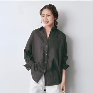 Spick and Span 追加 リネンカシュクールビッグシャツ