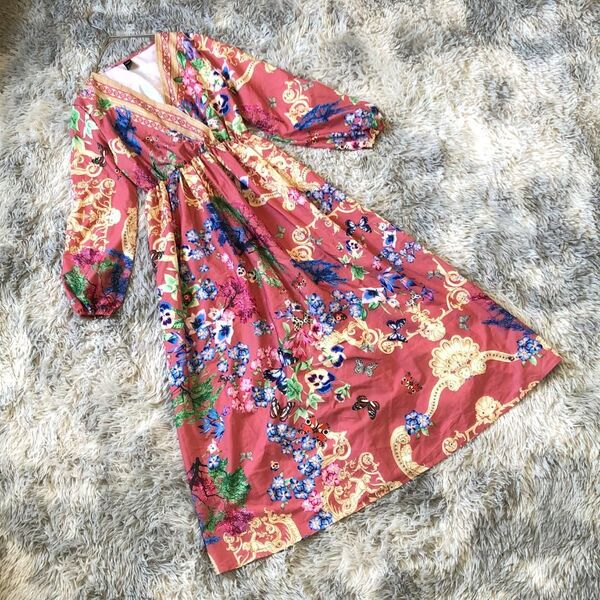 おしゃれ SHEIN シーイン【S】花柄 ドレス ワンピース ブラウジング