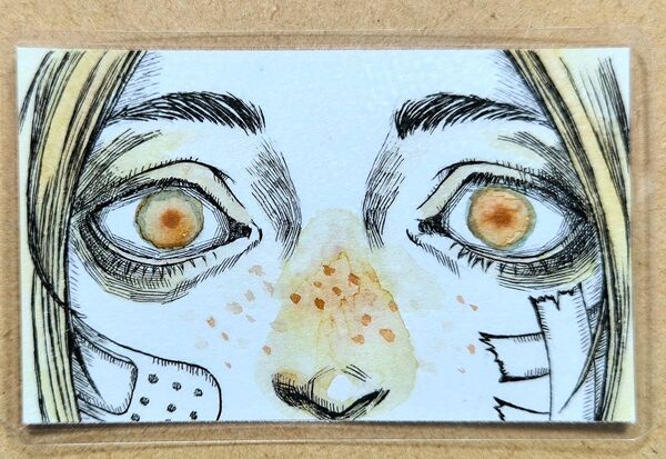 「キョントンキョトン」手描きイラスト 人物画 ペン画