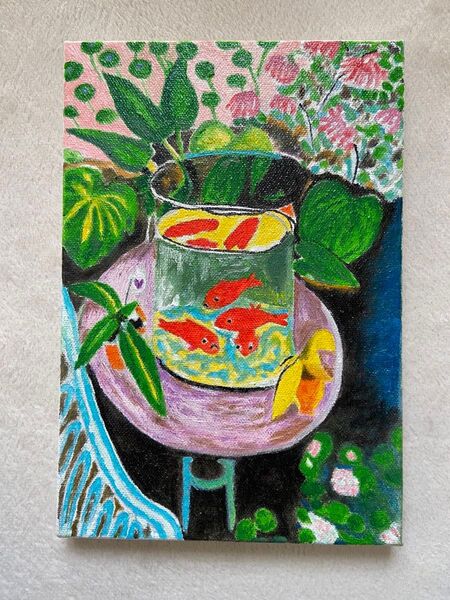 マチス 肉筆手描きの油絵模写画 金魚