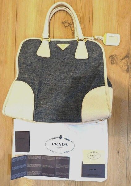プラダ PRADA デニムネイビー・ホワイト バッグ