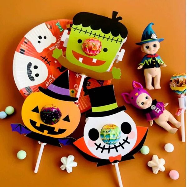 ハロウィン キャンディ台紙20枚、かぼちゃ ラッピング 飴 パーティー 子ども テーブルコーデ
