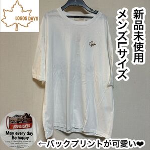 ロゴス tシャツ Lサイズ 大きい 白 ポイント 刺繍 キャンプ トップス 白 Tシャツ 半袖Tシャツ 半袖 ホワイト