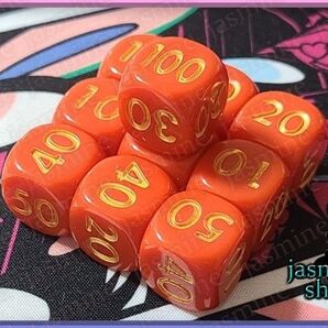 【10個セット】ダメージ サイコロ カウンター ダイス ダメカンダイス 15mm オレンジ×ゴールド