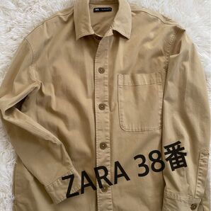 ZARAメンズフルイドレギュラーシャツ38番ゆったりサイズべ-ジュ ジャケット