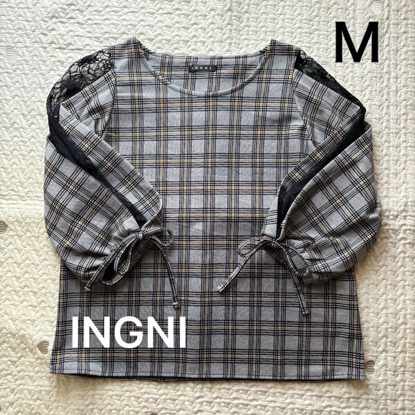 INGNI チェック柄 ブラウス 七分袖