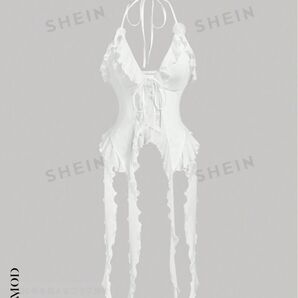 白 レース フリル トップス コスプレ shein