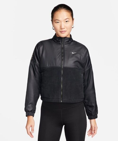 NIKE ナイキ ウィメンズ ワン TF フリース NVTY フルジップ L/S トップ ジャケット ブラック ダウン XL