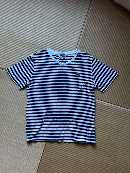 ラコステ vネック Tシャツ サイズ4(L) ボーダー