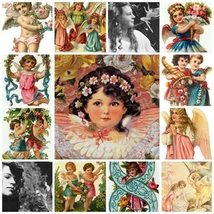 ヴィンテージ 天使 妖精 エンジェル エルフ フェアリー 小人 画像 写真 400種 素材集 花 女の子 ドワーフ ノーム 蝶々 花 川辺 神の使い, 印刷物, 絵はがき、ポストカード, その他