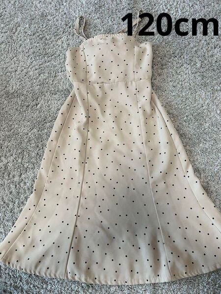 120cm ワンピース 白 水玉 キッズ 女の子