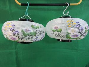  lantern two piece Japanese paper lantern flowers of four seasons pattern single goods diameter 25.5cm white 