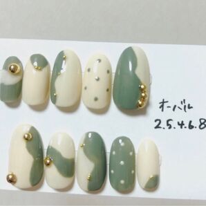 【サイズオーダー】 カーキネイル 秋ネイル ニュアンスネイル ネイルチップ