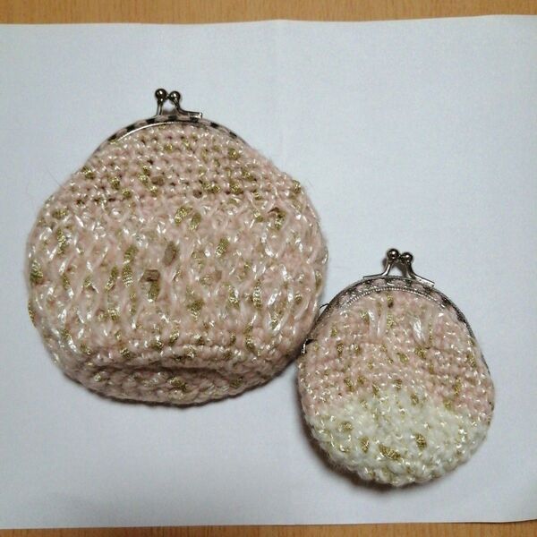 ハンドメイド 薄ピンクのがま口 2個セット