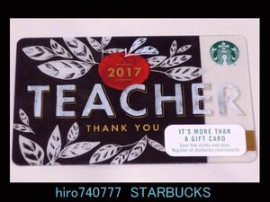 スターバックス・カード●北米●Thank you Teacher 2017年●海外スタバ
