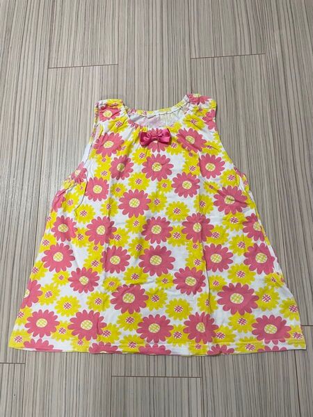 タンクトップ 130女の子 ワンピース ノースリーブ 花柄 チュニック