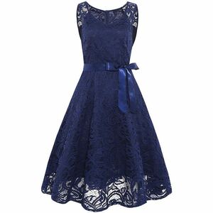  party dress lady's wedding long stylish lovely One-piece S navy 