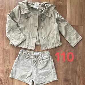 110 ジルスチュアート カーキデニムセットアップ ジャケット ショートパンツ