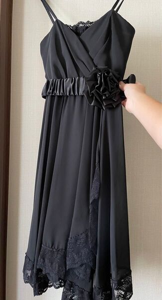 黒 シフォン ラップドレス フラワー 38