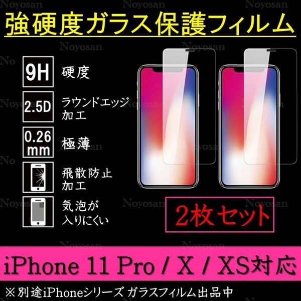iPhone11Pro / iPhoneX / iPhoneXS 強硬度ガラス保護フィルム 2枚セット