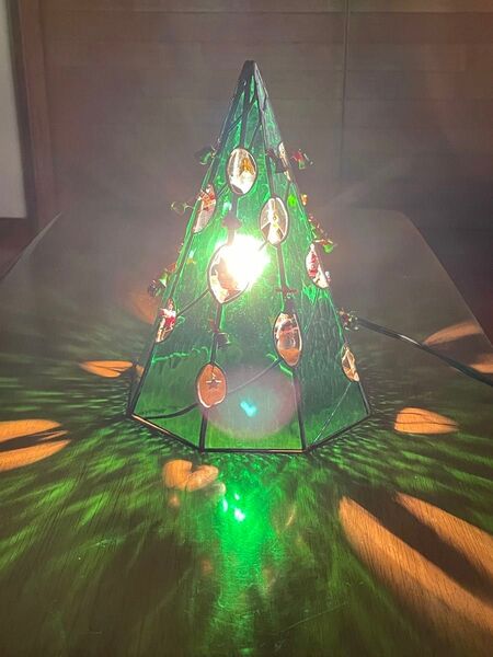 ハンドメイド ステンドガラス クリスマスツリー ランプ