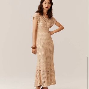 RANDEBOO ランデブー Mermaid Knit op マーメイド クロシェニットワンピース ベージュ