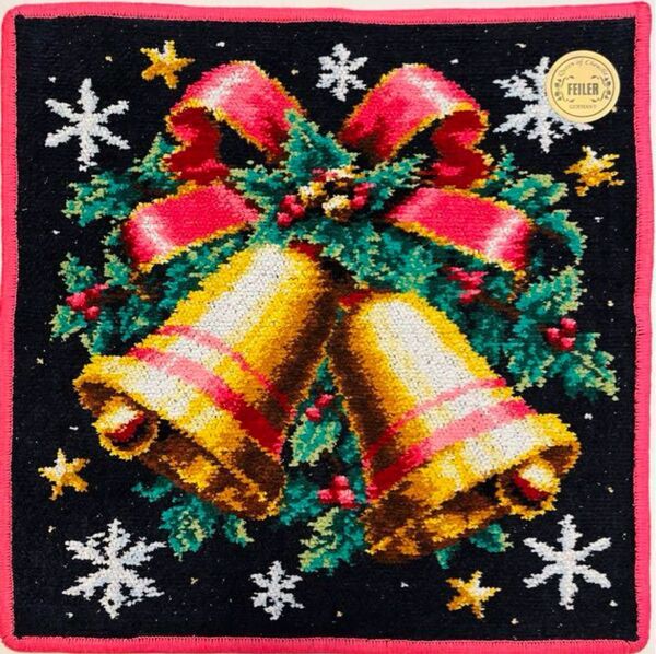 ウォッシュタオル ベルオブジョイ ネイビー 30㎝ 大判ハンカチ フェイラー クリスマス ベル ジングルベル ギフト ウォッシュ