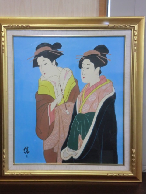 [送料無料]　野田清三　油彩　浮世絵　美人画　真作NO.2296