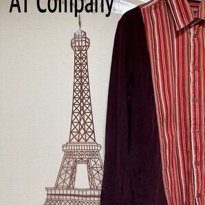 AT Companyコーデュロイパッチワークシャツ