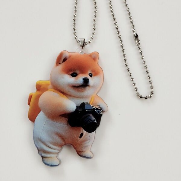 【新品】アクリルキーホルダー カメラを持った柴犬