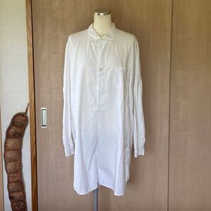 【USED】アンティーク長袖シャツワンピース/白/size:40