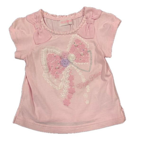 メゾピアノ半袖シャツメゾピアノ カットソー mezzo piano Tシャツ 半袖Tシャツ 女の子 子供服 キッズ ベビー服 90