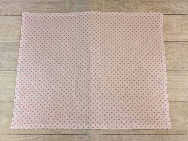 ハンドメイド ランチョンマット 裏地あり 白 水玉 ピンク 横50×縦40