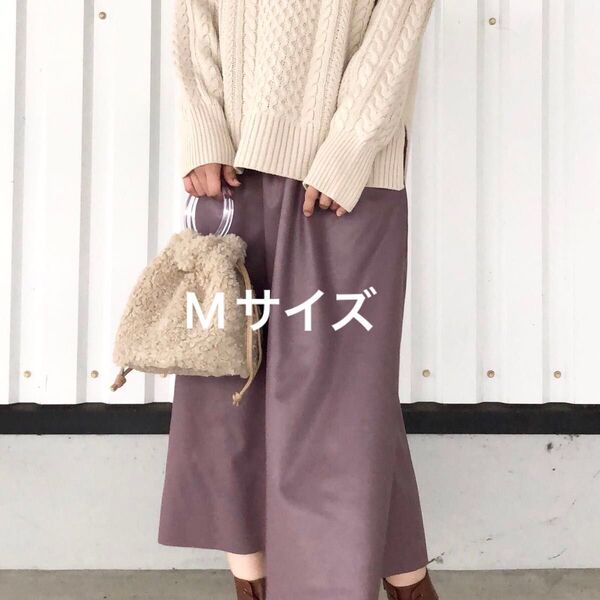 GU フェイクレザーフレアミディスカート パープル ロングスカート Aラインスカート エコレザー ジーユー 秋冬