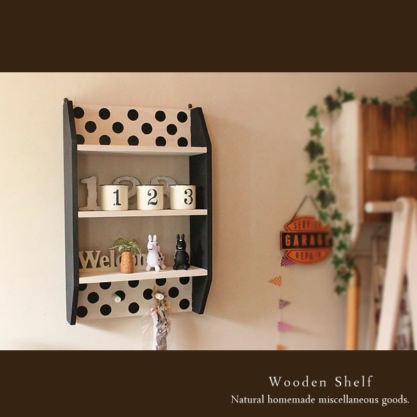 [Free shipping] Monotone dot pattern wall shelf, decorative shelf, wooden shelf, white & black, Handmade items, furniture, Chair, shelf, Bookshelf, Shelf