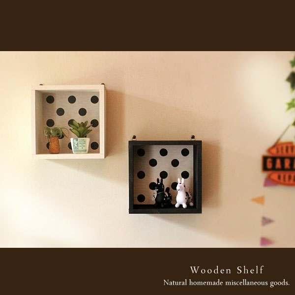 [Free shipping] Handmade 2-piece set Monotone dot pattern wall shelf Wooden white & black, Handmade items, furniture, Chair, shelf, Bookshelf, Shelf