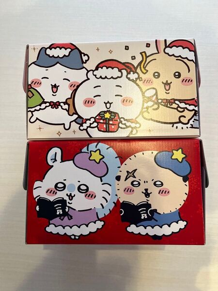 ちいかわ/クリスマスセット☆ケーキ空箱×2/チョコレート型ちいかわ&ハチワレ/グラスボウル1つ☆