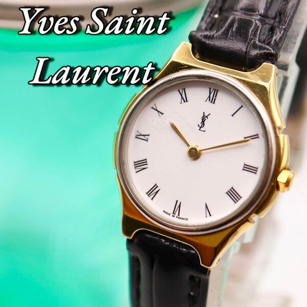 良品 Yves Saint Laurent ローマン ラウンド 腕時計 1038
