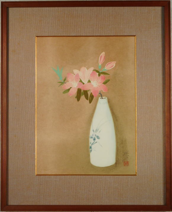 Kitazawa Eigetsu Fleurs dans un vase, Peinture, Peinture japonaise, Fleurs et oiseaux, Faune