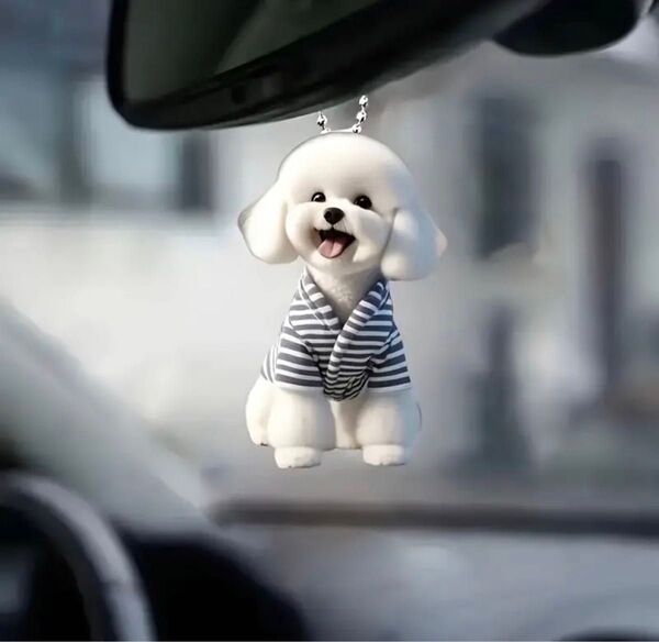 在庫SALE!ビションフリーゼ お座り キーホルダー オーナメント 車 2D アクリル 犬