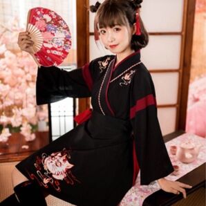 巫女 コスプレ コスチューム ロリータ みこ 大正ロマン 着物 和服 羽織り S