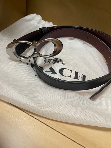 COACH レザー ベルト M23 44 黒/茶 コーチ