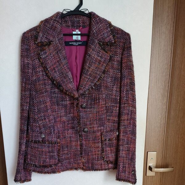 美品 イタリア MARINARINALDI ミックスツイード ジャケット 11 検:MAX MARA CHANEL