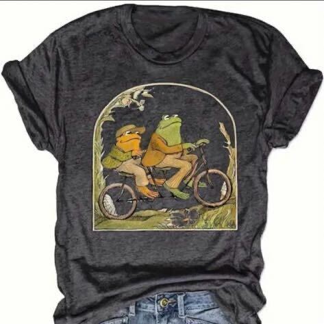 がまくんとかえるくん ふたりはいっしょ Tシャツ カットソー 半袖 チャコールグレー