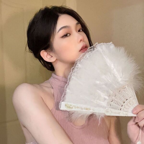 扇子 レディース 羽 ダンス 踊り せんす プレゼント ホワイト