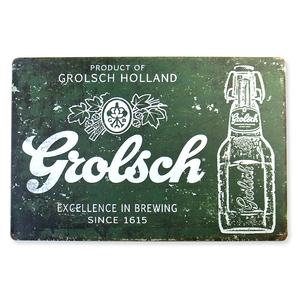 グロールシュ ビール ブリキ看板 20×30cm Grolsch beer A4サイズ 店舗用品